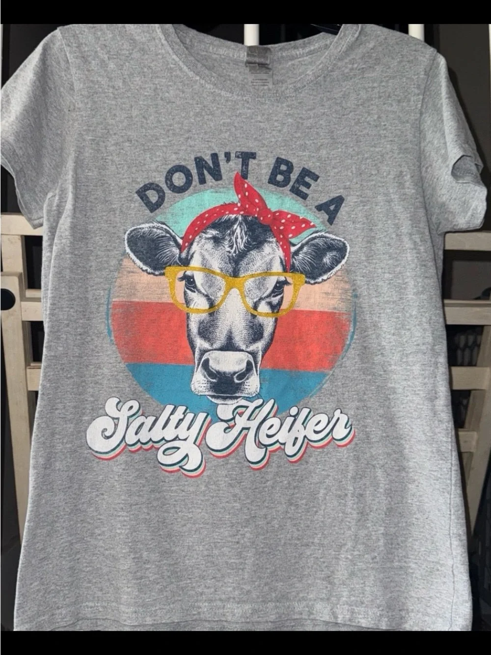 Gildan Gray 'Don't Be A Salty Heifer' Graphic Tee
